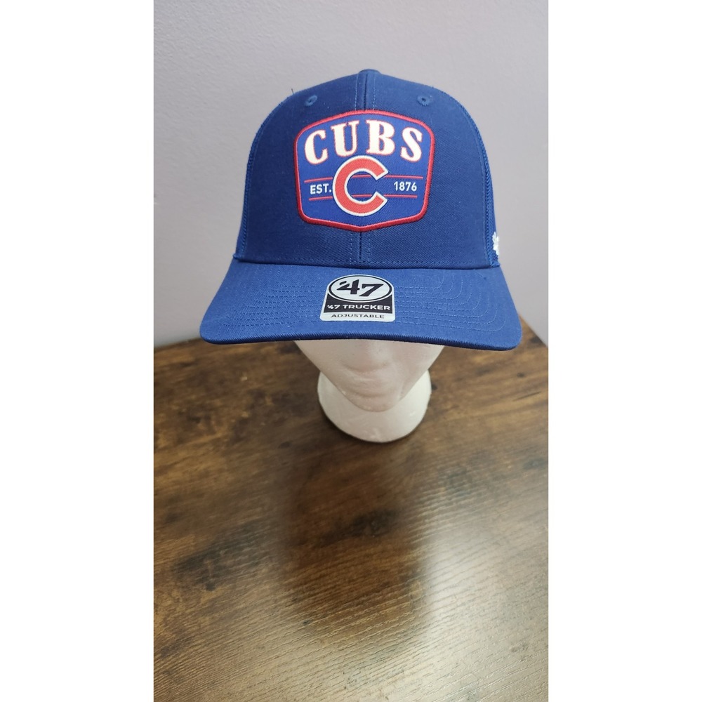NEW Men's '47 Chicago Cubs Royal Squad Adjustable Trucker Hat Cap Snapback Blue